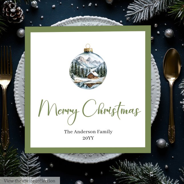 Elegant Boho julscen Botanisk middag  Pappersservett (Elegant Boho Christmas Scene Botanical Dinner Napkins)