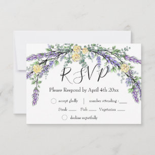 Elegant boho Lavender Gul ros och Eucalyptus OSA Kort