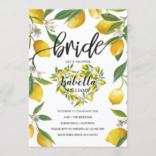 Elegant Boho Lemon Heart Summer Möhippa Inbjudningar