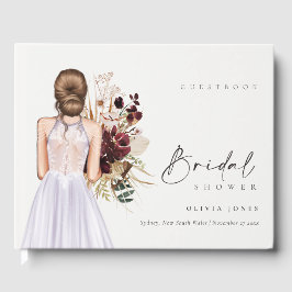 Elegant Boho Lila Bröllopsklänning Bridal Shower Gästböcker