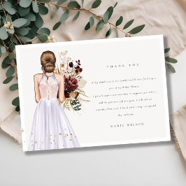 Elegant Boho Lila Bröllopsklänning Bridal Shower Tack Kort