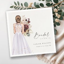Elegant Boho Lila Bröllopsklänning Bröllopsdusch Pappersservett
