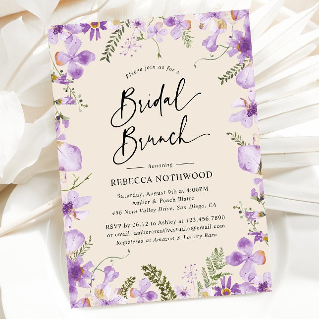 Elegant Boho Lila Möhippa Brunch-inbjudan Inbjudningar (Skapare uppladdad)