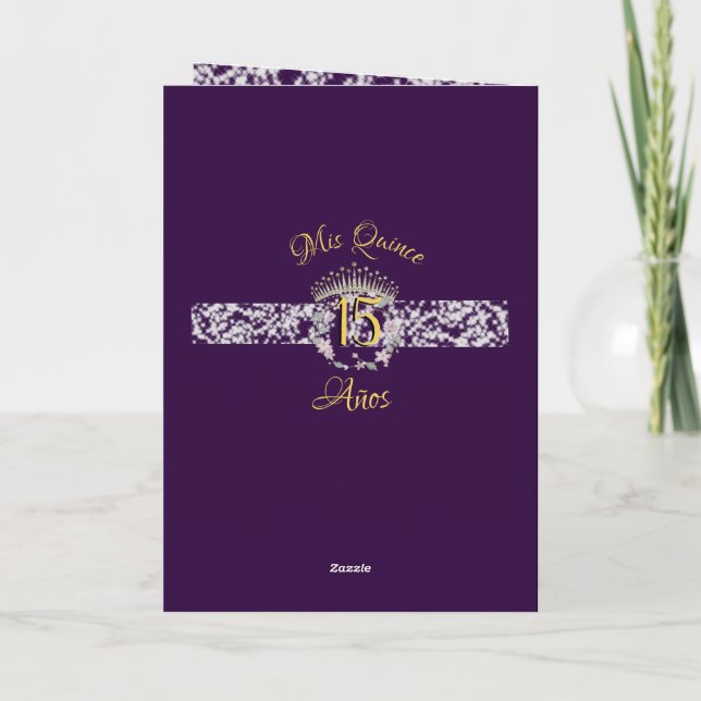 Elegant Boho Lila Silver Quinceañera Spanska Program (Baksida)