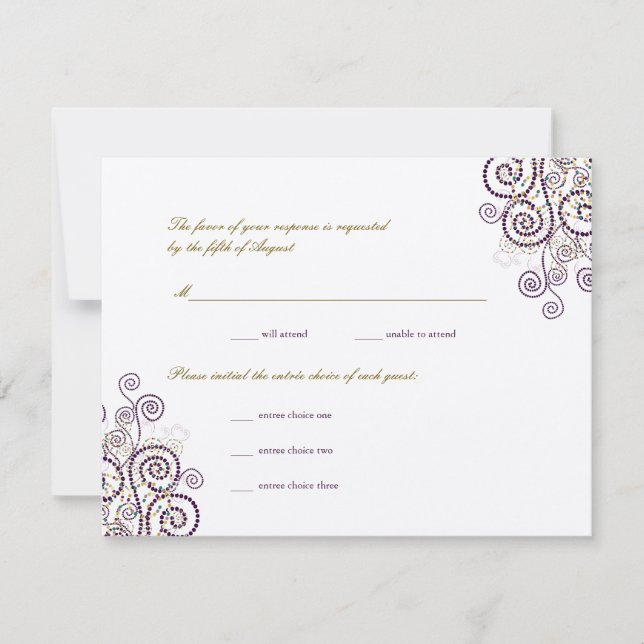 Elegant Boho Lila Spiral Bröllop OSA Card Kort (Framsida)