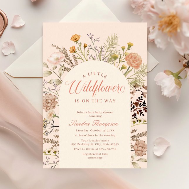 Elegant Boho Little WildblomBaby Shower Inbjudningar (Skapare uppladdad)