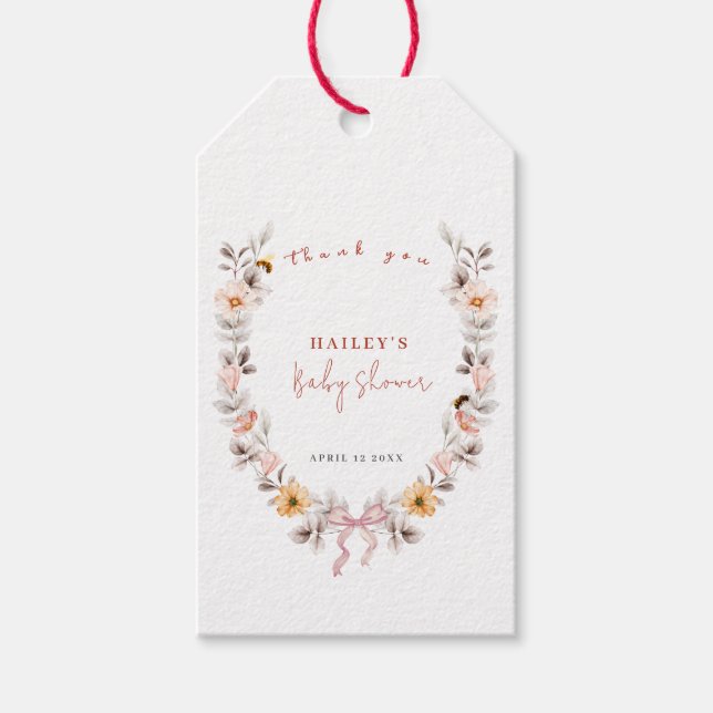 Elegant Boho Little Wildblomme Utandningsskugga fö Presentetikett (Framsidan)