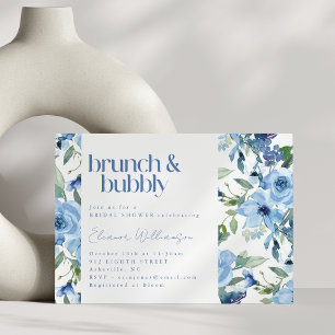 Elegant Boho Ljusblå Akvarell Brunch Bubbly Inbjudningar