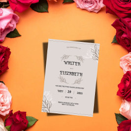 Elegant Boho Minimalist Floral Wedding Invitation Inbjudningar