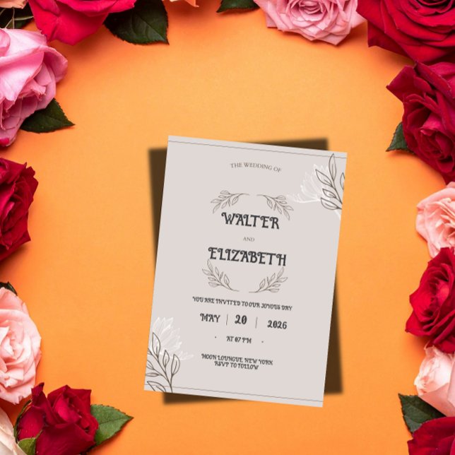 Elegant Boho Minimalist Floral Wedding Invitation Inbjudningar (Skapare uppladdad)