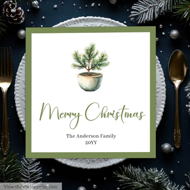 Elegant Boho Minimalistisk Julgran Bord  Pappersservett (Elegant Boho Minimalist Christmas Tree Table Napkins)