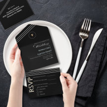 Elegant Boho Minimalistisk Svart & Vit Bröllop
