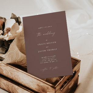 Elegant Boho Mörk Mauve bröllopsinbjudan Inbjudningar