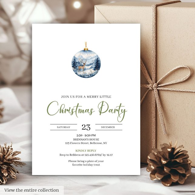 Elegant Boho Mysig Vinter Scen Hjort Jul Inbjudningar (Chic Boho Cozy Winter Scene Deer Christmas Invitation)