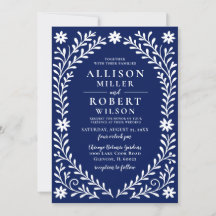 Elegant Boho Navy Blommigt Bröllop
