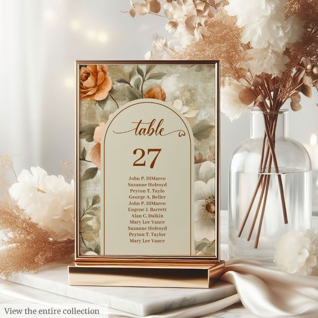 Elegant Boho Neutral Elfenbensvit Salvia Blommig B Bordsnummer (Elegant Boho Neutral Ivory Sage Floral Wedding Table Number

)