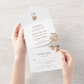 Elegant Boho Neutralt Blommigt accents Bröllop