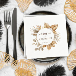 Elegant Boho Neutralt Blommigt accents Bröllop Pappersservett