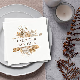 Elegant Boho Neutralt Blommigt accents Bröllop Pappersservett