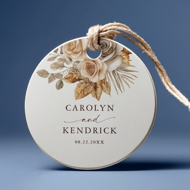 Elegant Boho Neutralt Blommigt Tack Bröllop Gåvor Etiketter (Skapare uppladdad)