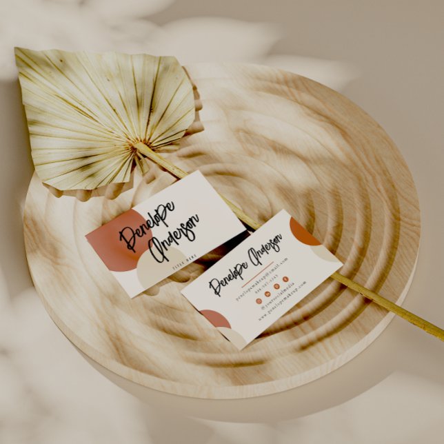 Elegant Boho Neutralt Chic Terracotta Modern Unik Visitkort (Skapare uppladdad)