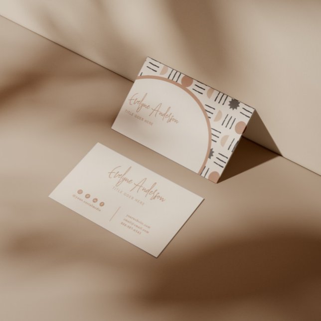 Elegant Boho Neutralt Terracotta Abstrakt Mönster Visitkort (Skapare uppladdad)