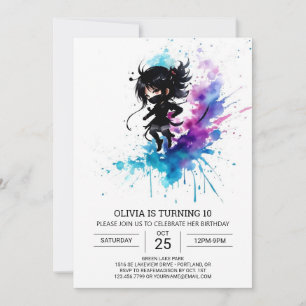 Elegant Boho Ninja Girl Birthday Inbjudningar