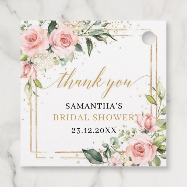 Elegant boho  och guld greenery Möhippa Gåvor Etiketter (Baksida)