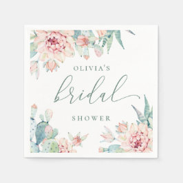 Elegant Boho Öken Bröllopsdusch | Kactus Blommor Pappersservett