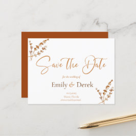 Elegant Boho Orange Flowers Spara datum Po Postc Vykort