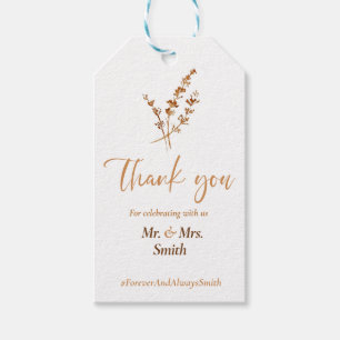 Elegant Boho Orange Flowers Wedding Favands Märkre Presentetikett