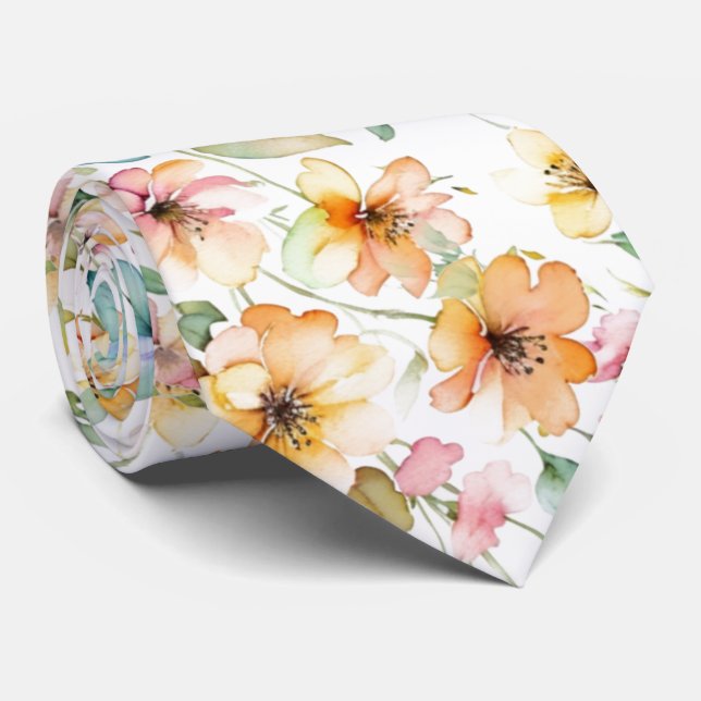 Elegant Boho Orange Rosa Watercolor Wildblommor Slips (Rullad)