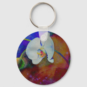 Elegant boho orchid vattenfärgsmålning nyckelring