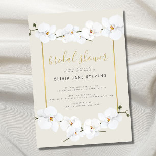 Elegant Boho Orchids Guld Ram Chic Möhippa Inbjudningar