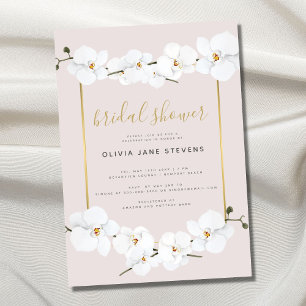 Elegant Boho Orchids Guld Ram Rosa Möhippa Inbjudningar