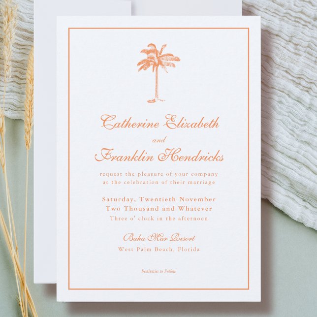 Elegant Boho Palm Tree Tropical Wedding Inbjudningar (Skapare uppladdad)