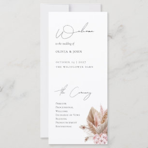 Elegant Boho Pampas Gräs Bröllopsprogram