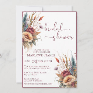 Elegant Boho pampas-gräs möhippa Inbjudningar