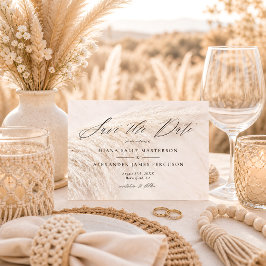 Elegant Boho Pampas Gräs Spara Datum Kort
