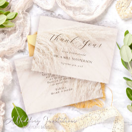 Elegant Boho Pampas Grass Bröllop Tack Kort
