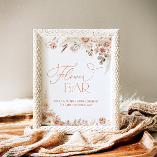 Elegant Boho Pampas Grass Flower Pub Poster