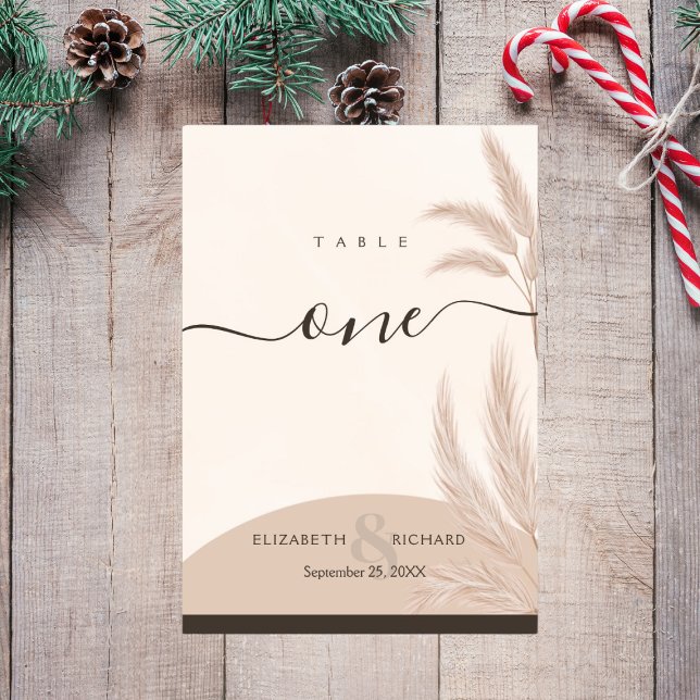 Elegant Boho Pampas Grass Modern Bröllop Bordsnummer (Skapare uppladdad)