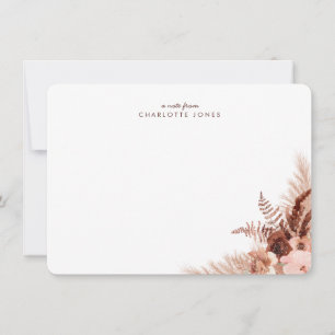 Elegant Boho Pampas Grass Personal Stationery Anteckningskort
