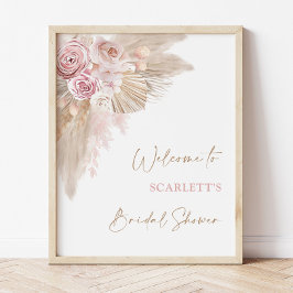 Elegant  Boho Pampas Möhippa Välkommen Poster