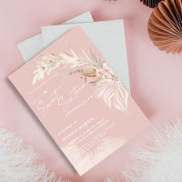 Elegant Boho Pampas Rosafärgad Söt 16 Fests