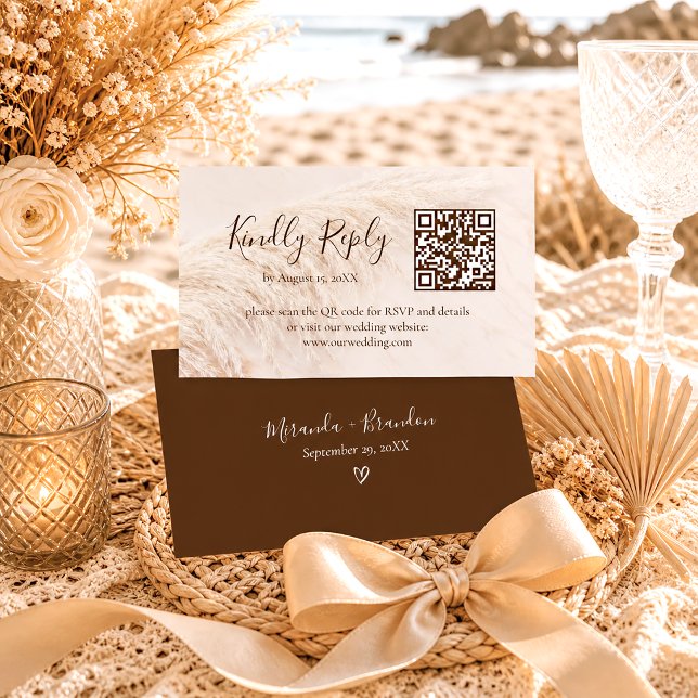 Elegant Boho Pampasgräs Bröllop RSVP-kort Tilläggskort (Skapare uppladdad)