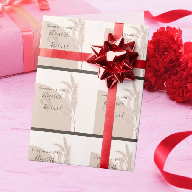 Elegant Boho Pampasgräs Modern Bröllop Presentpapper (Skapare uppladdad)