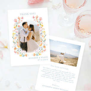 Elegant Boho Pastel Blommigt Utandning Bröllop Pho Tack Kort