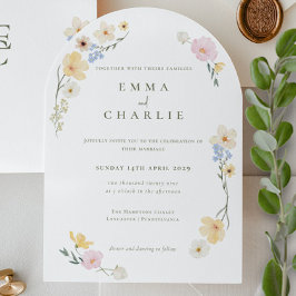 Elegant Boho Pastell Vilda Blommor Vår Sommar Bröl Inbjudningar