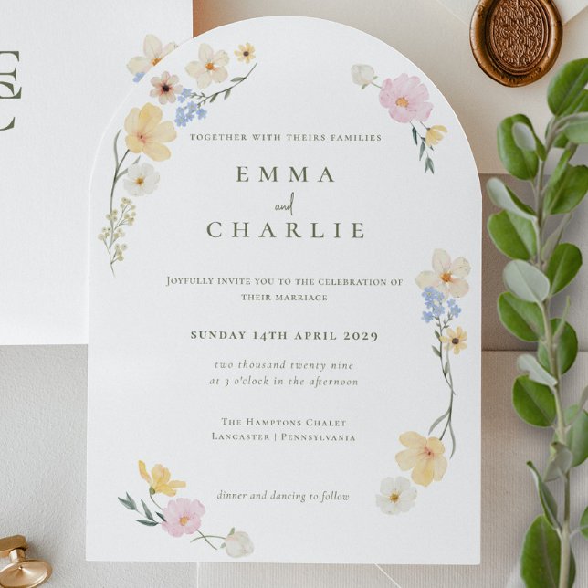 Elegant Boho Pastell Vilda Blommor Vår Sommar Bröl Inbjudningar (Skapare uppladdad)